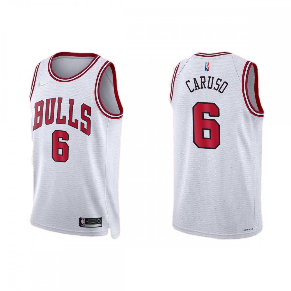 Men's Chicago Bulls Alex Caruso #6 White 2021/22 Diamond Swingman NBA Jersey - Icon Edition-Pro Kit Vault | Brand New 26/27 Sports Jerseys